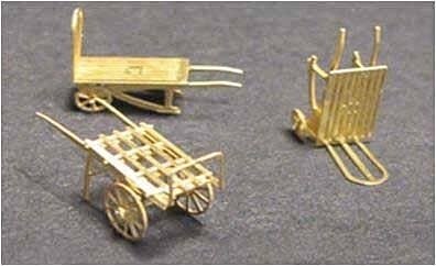 Luggage Carts - Etched Brass Kit -- 3 Different Baggage Carts Unpainted, N, The N Scale Architect 96618