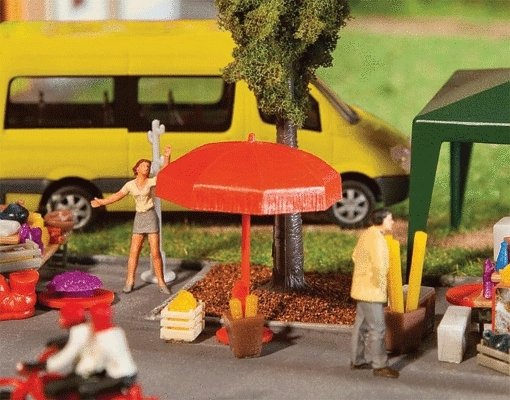 Sun Umbrellas, Tables & Benches -- Kit, HO, Faller Gmbh 180910