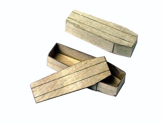 Pinch-Toe Coffin Laser-Cut Wood Kit pkg(4), HO, B.T.S. 23009