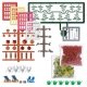 Balcony Details Set -- 80 Flowers, 6 Watering Cans, Tools, 4 Chairs, 2 Birdhouses and More, HO, Busch Gmbh & Co Kg 1836