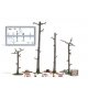 Foxes - Action Set -- 5 Foxes, Wood Pile, 4 Barren Trees, 3 Stumps, HO, Busch Gmbh & Co Kg 7988