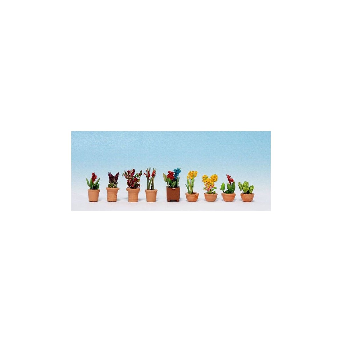 Ornamental Plants in Flower Pots -- Set 1 pkg(9), N, Noch Gmbh & Co 14080