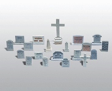 Tombstones - Scenic Details(R) -- Metal Kit - Unpainted pkg(20), HO, Woodland Scenics 201