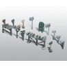 Scenic Details(R) (Unpainted Metal Castings) -- Assorted Rural & City Mailboxes, HO, Woodland Scenics 206