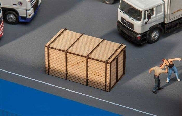 Large Wood Crate -- Laser-Cut Wood Kit, HO, Faller Gmbh 180959
