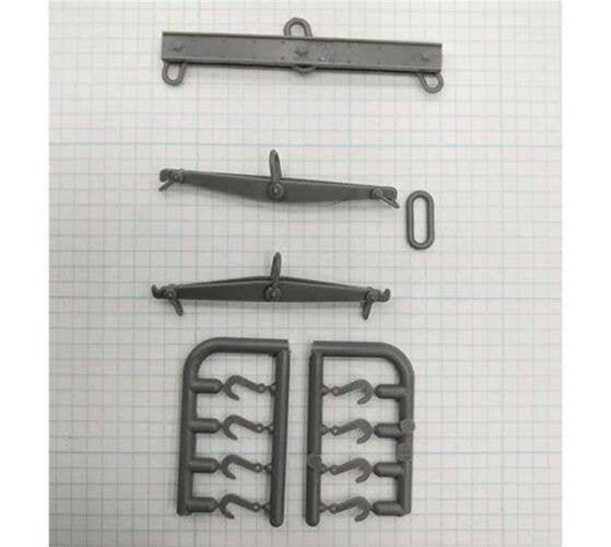 Wreck Accessories -- 1 Large & 2 Small Spreader Bars, Loops and 4 Hooks, HO, Tichy Train Group 3083