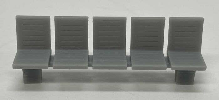 Platform/Waiting Room Seats - Slit Back and Seat -- Unpainted 3D Print pkg(3), N, Phoenix Precision Models 30698
