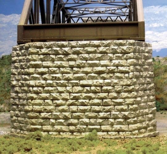 Double-Track Cut Stone Bridge Pier -- Fits Central Valley Double-Track Truss Bridge, HO, Chooch Enterprises 8432