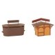 Christmas Market Stall 2-Pack with Lighted Tree -- Kit - 3-3/8 x 2-1/4 x 2-1/8` and 2-3/4 x 1-1/2 x 2-5/16`, HO, Faller Gmbh 134