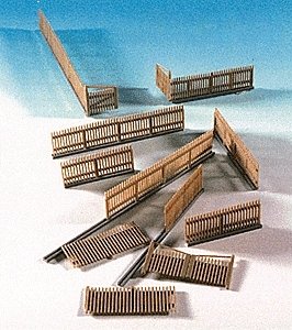 Wood Fence -- Brown 33-5/8 84cm, HO, Kibri 38625