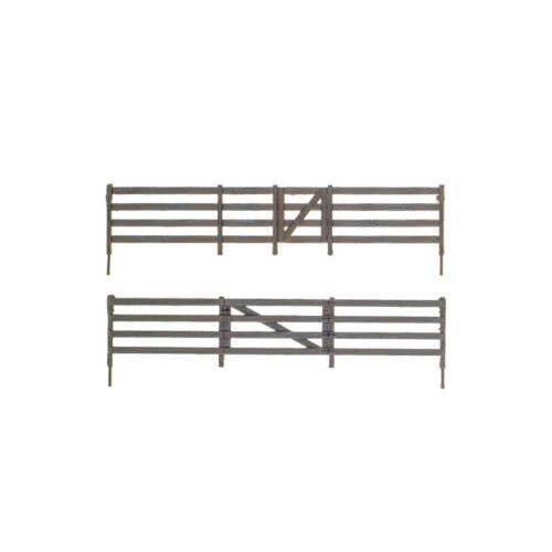 Rail Fence - Kit with Gates, Hinges & Planter Pins -- Total Scale Length: 192′ 58.5m, O, Woodland Scenics 3002