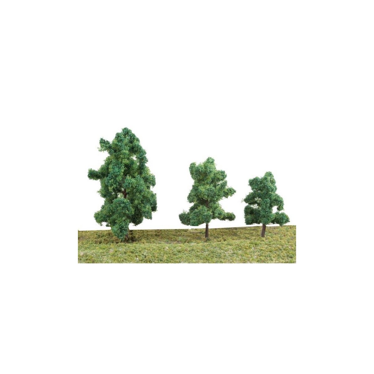 Summer Trees pkg(10) -- 3-3/8 to 5-1/2′ 8 to 14cm (Includes Pin Base), All Scales, Walthers SceneMaster 1184