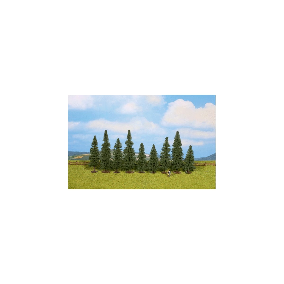Fir Trees -- 3-1/8 - 4-3/4′ 8 - 12cm pkg(9), All Scales, Noch Gmbh & Co 25086