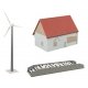 Sustainable Agriculture Set -- Kit - Wind Turbine, Shed with Solar Panels, Manure Pile, Silage Tank, Detail, HO, Faller Gmbh 190