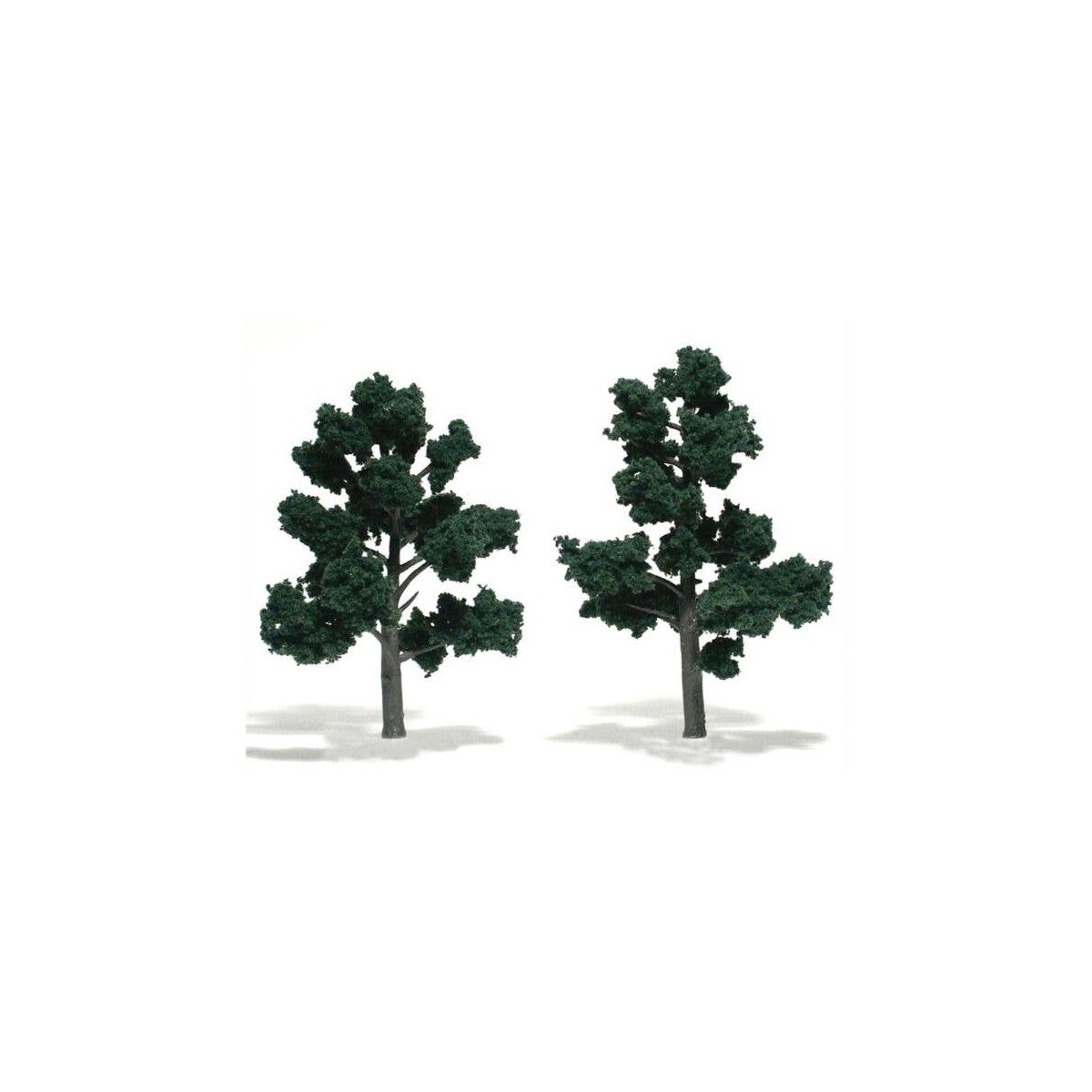 Ready-Made `Realistic Trees` - Deciduous - 5 to 6` 12.7 to 15.2cm pkg(2) -- Dark Green, All Scales, Woodland Scenics 1514