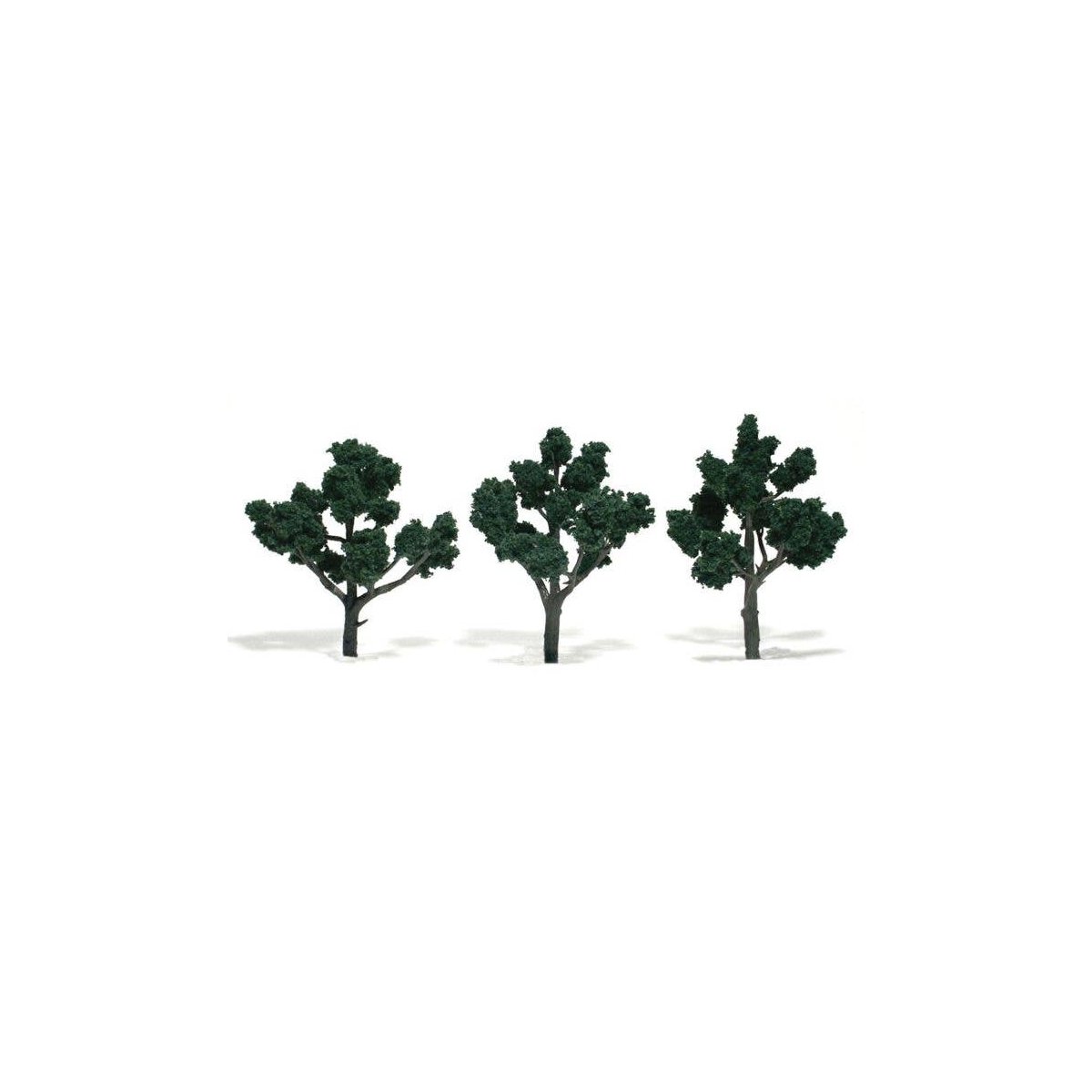 Ready-Made `Realistic Trees` - Deciduous - 4 to 5` 10.2 to 12.7cm pkg(3) -- Dark Green, All Scales, Woodland Scenics 1511