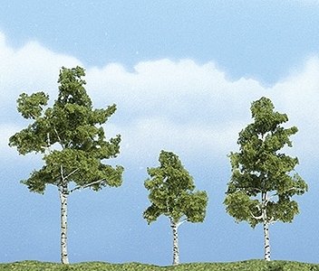 Ready Made Premium Trees(TM) - Deciduous -- Paper Birch One Each: 1-1/2, 2-1/4 & 2-3/4′ , All Scales, Woodland Scenics 1605