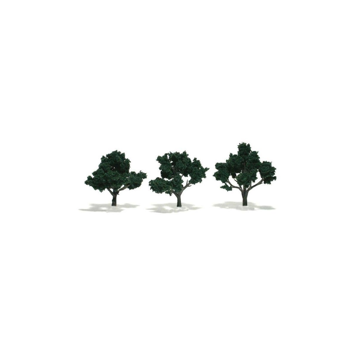 Ready-Made `Realistic Trees` - Deciduous - 3 to 4` 7.6 to 10.2cm pkg(3) -- Dark Green, All Scales, Woodland Scenics 1508