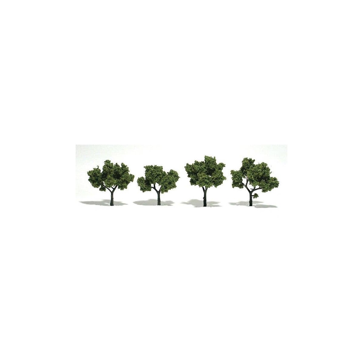 Ready-Made `Realistic Trees` - Deciduous - 2 to 3` 5.1 to 7.6cm pkg(4) -- Light Green, All Scales, Woodland Scenics 1503