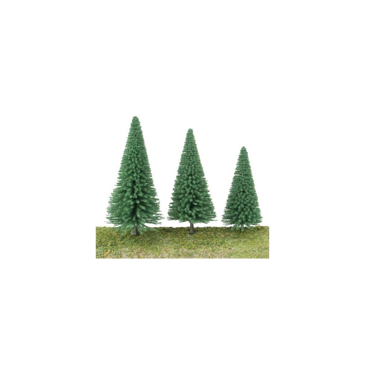 Pine Trees pkg(10) -- 5-1/2 to 7-3/8′ 14 to 18cm (Includes Pin Base), All Scales, Walthers SceneMaster 1181