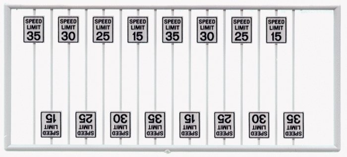 Speed Limit Signs pkg(16) -- Low Speeds, HO, Tichy Train Group 8259