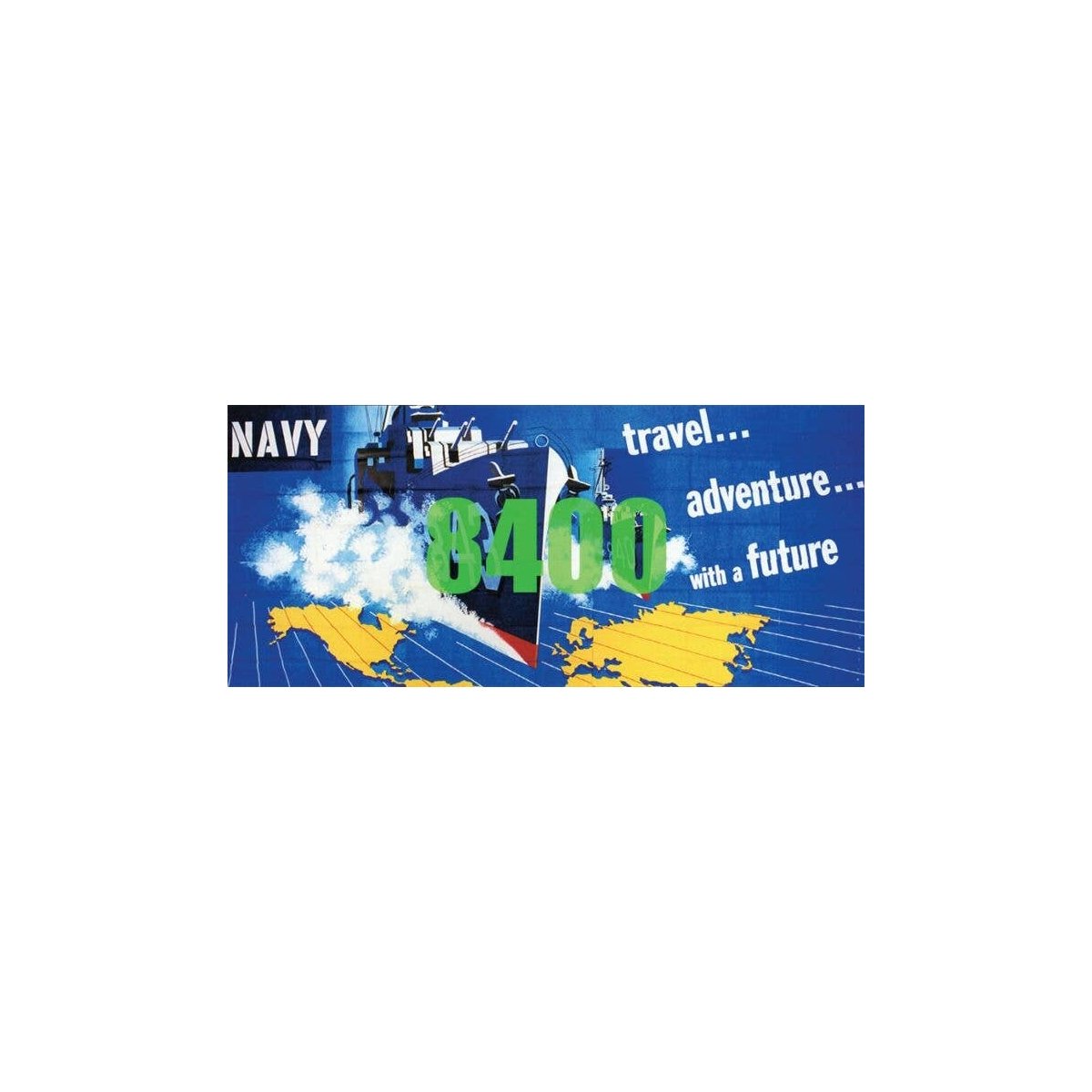 Navy Billboard - Kit -- Ship Graphics, `Travel... Adventure... with a Future` Slogan, HO, Tichy Train Group 8400