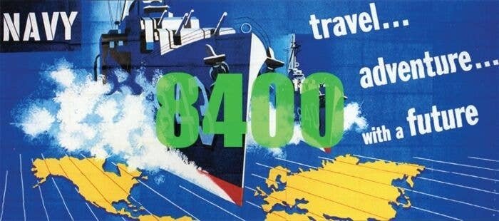 Navy Billboard - Kit -- Ship Graphics, `Travel... Adventure... with a Future` Slogan, HO, Tichy Train Group 8400