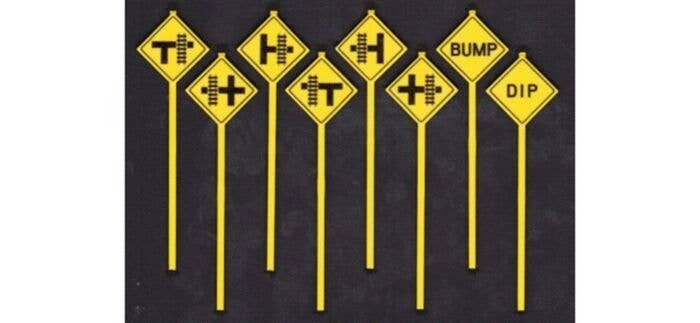 Assorted Road Warning Signs -- pkg(8), S, Tichy Train Group 3551