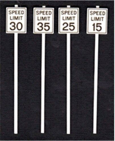 Low Speed Limit Signs -- 2 Each: 15, 25, 30 & 35mph, S, Tichy Train Group 3543