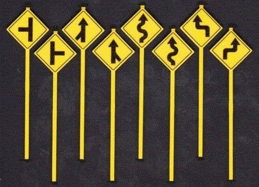 Road Path Warning Signs -- Set 2 pkg(8), O, Tichy Train Group 2073