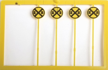 Railroad Crossing Highway Warning Sign -- Modern Yellow & Black pkg(20), HO, Tichy Train Group 8176