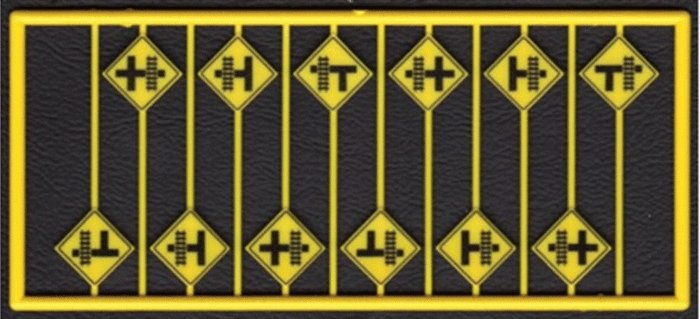 Highway Grade Crossing Warning Signs -- Yellow w/Black Print pkg(12), HO, Tichy Train Group 8252