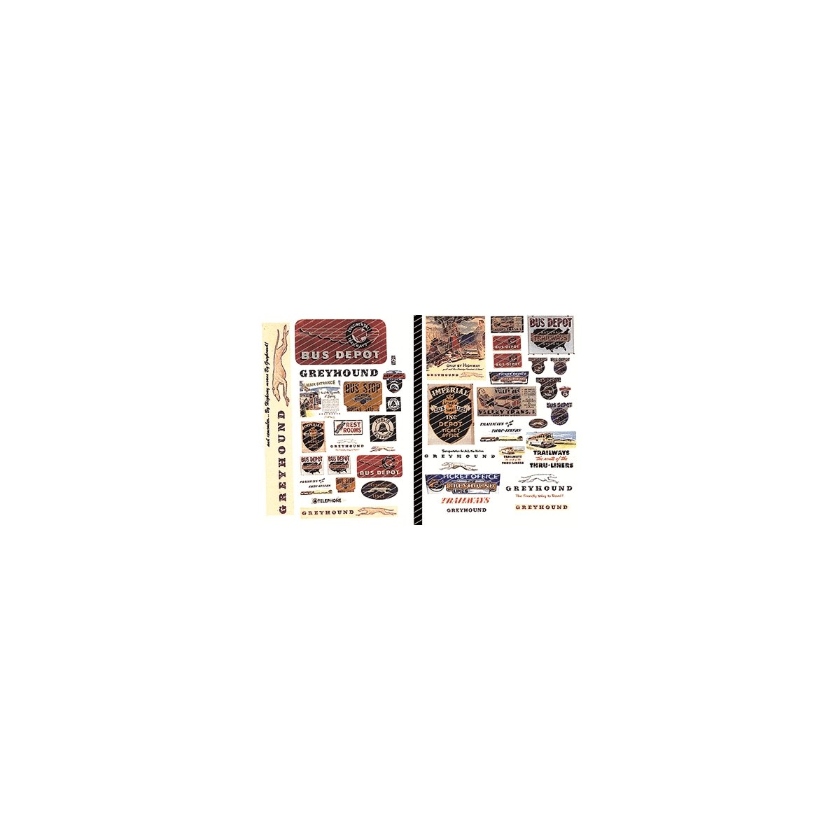 1950s Vintage Bus & Bus Depot Signs -- 44 Signs, HO, JL Innovative Design 267