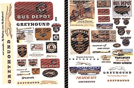 1950s Vintage Bus & Bus Depot Signs -- 44 Signs, HO, JL Innovative Design 267