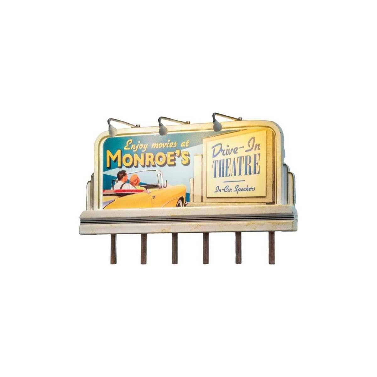 Lighted Billboard - Just Plug(R) -- Monroe′s Drive-In, HO, Woodland Scenics 5794