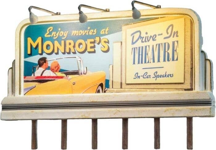 Lighted Billboard - Just Plug(R) -- Monroe′s Drive-In, HO, Woodland Scenics 5794