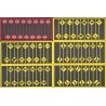 Modern Road Sign Assortment -- 15 Red Stop Signs, 60 Warning Signs - 1 Each of Sets 293-8247, 8, HO, Tichy Train Group 8257