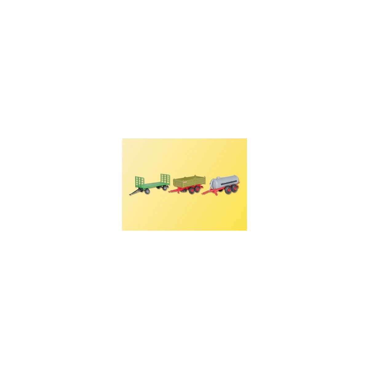 Farm Machinery -- Wagon Set-Hay Bale Wagon, Dump Wagon & Liquid Manure Tank, HO, Kibri 10908