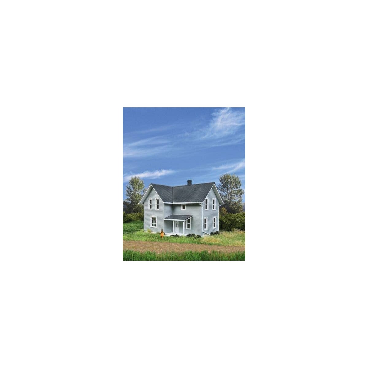 Tillman Farm House -- Kit - 4-11/16 x 4-1/4 x 4-3/8′ 11.9 x 10.7 x 11.1cm, HO, Walthers Cornerstone 3789