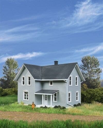 Tillman Farm House -- Kit - 4-11/16 x 4-1/4 x 4-3/8′ 11.9 x 10.7 x 11.1cm, HO, Walthers Cornerstone 3789