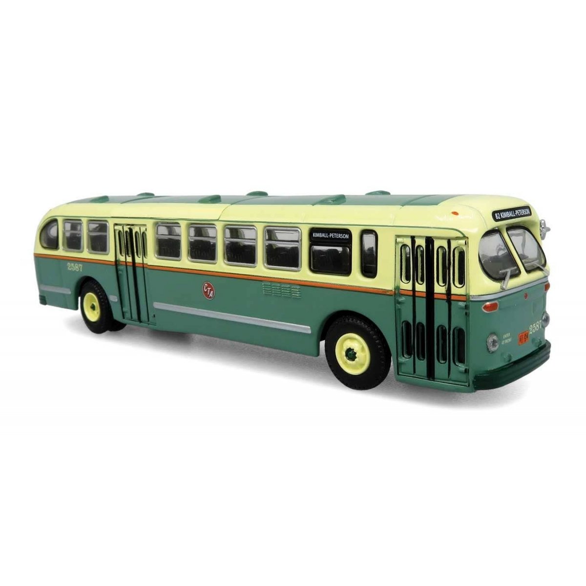 1940s-1950s ACF Brill CD-44 Transit Bus - Assembled -- Chicago Surface Lines (white, green, orange), HO, Iconic Replicas 870370
