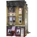 Betty′s Burning Building - Built & Ready Landmark Structures(R) -- Assembled & Lighted - 2 31/32, HO, Woodland Scenics 5051