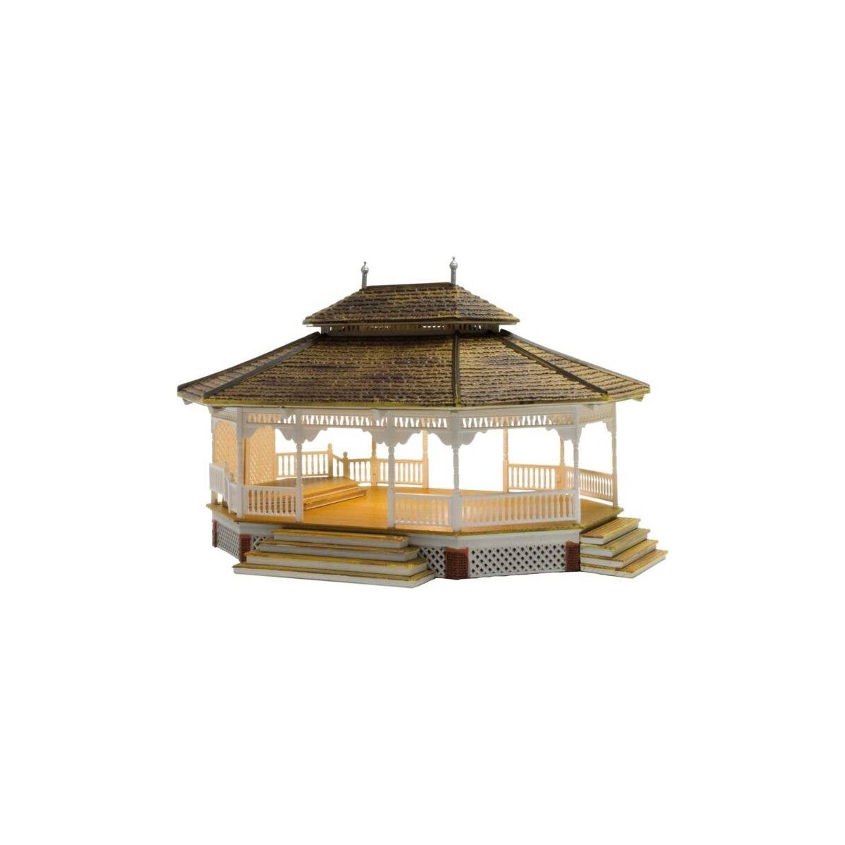Built-&-Ready Landmark Structures(R) - Assembled -- Grand Gazebo - 6-5/16 x 5-9/32′ 16 x 13.4cm, HO, Woodland Scenics 5035