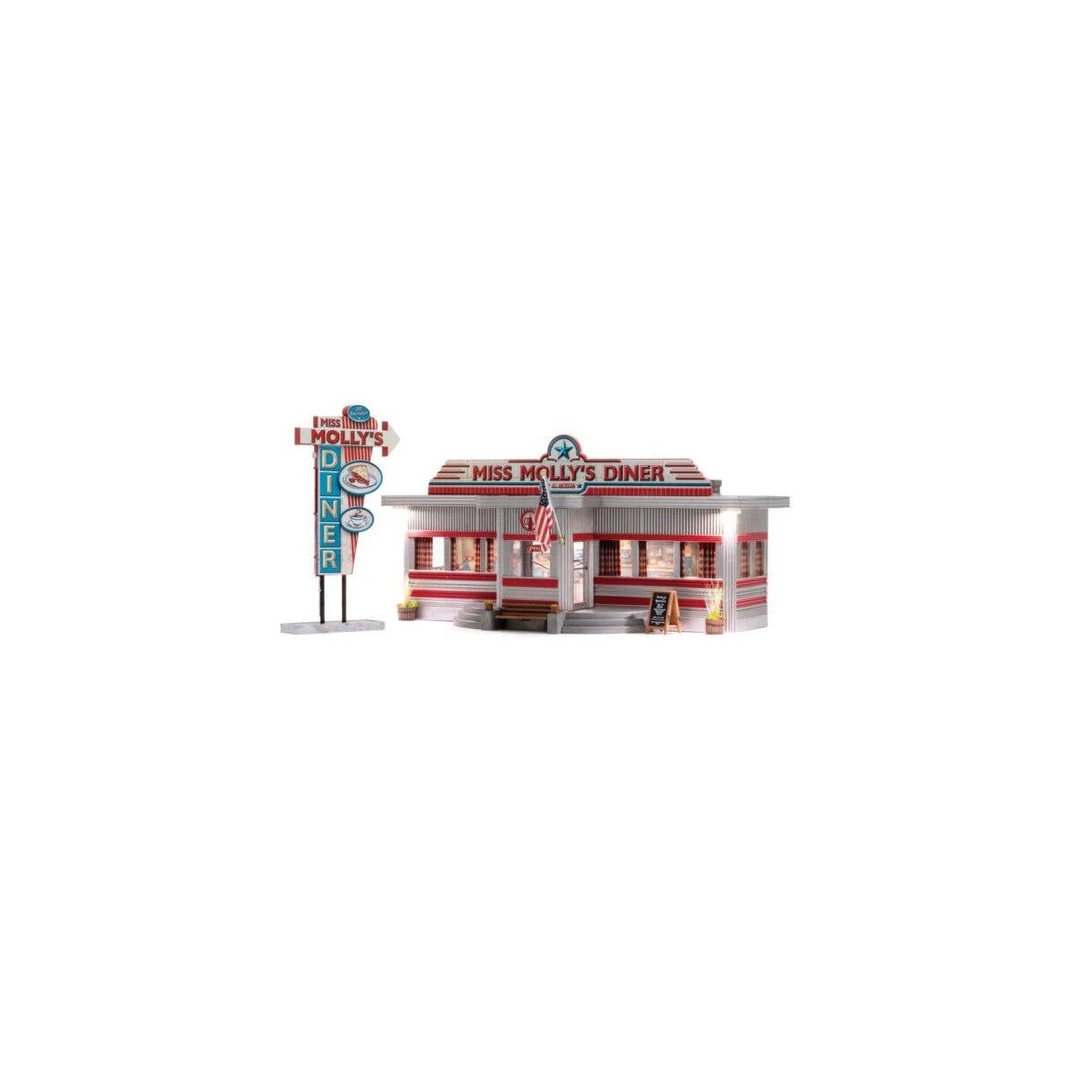 Built-&-Ready(R) - Assembled -- Miss Molly′s Diner, HO, Woodland Scenics 5066