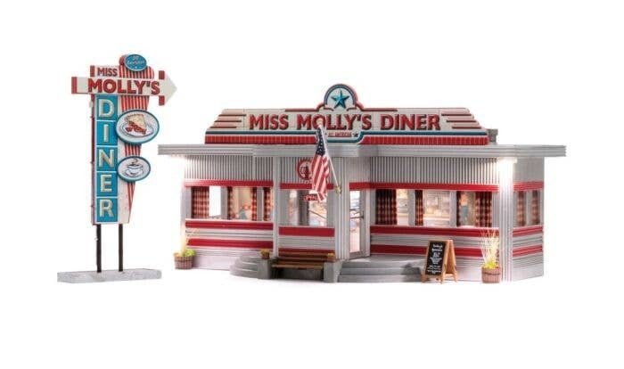 Built-&-Ready(R) - Assembled -- Miss Molly′s Diner, HO, Woodland Scenics 5066