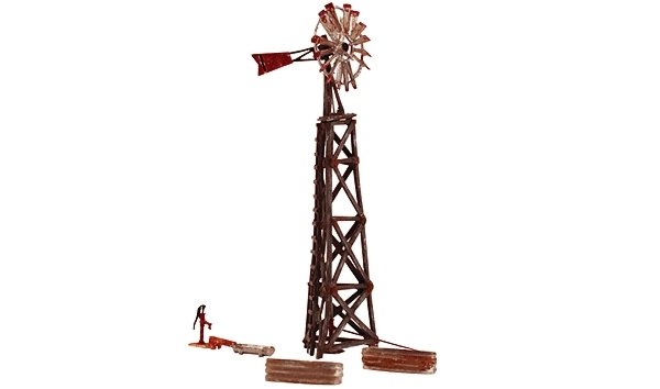 Old Windmill - Built-&-Ready Landmark Structures(R) -- Assembled - 3-3/8 x 2-3/16′ 8.6 x 5.6cm, HO, Woodland Scenics 5042