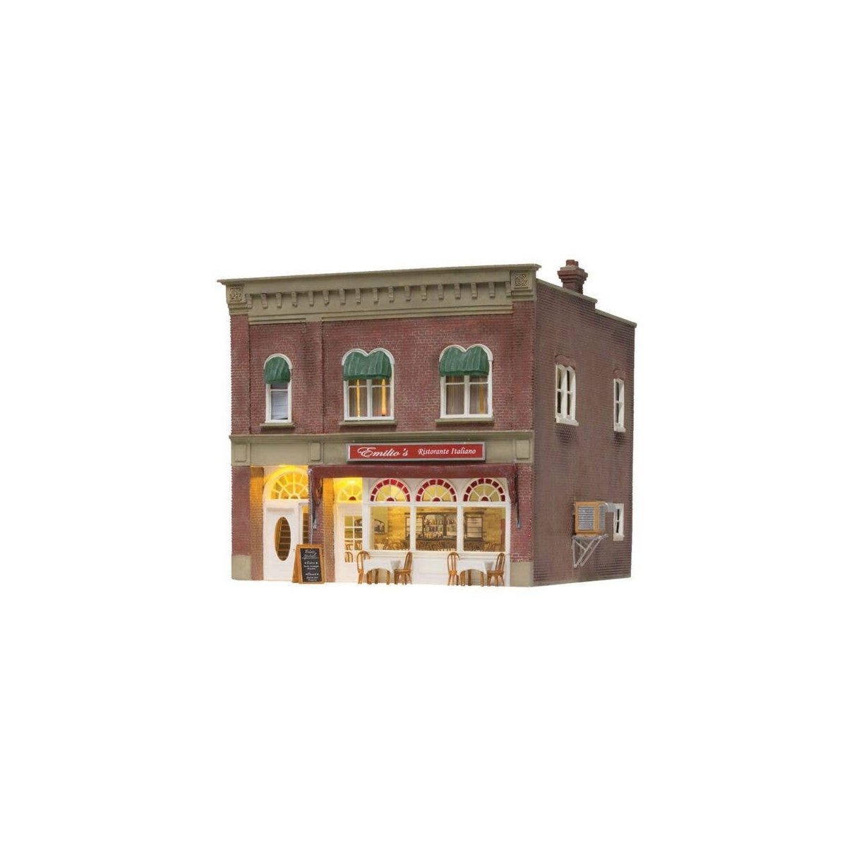 Emilio′s Italian Restaurant - Built-&-Ready(R) Landmark Structures(R) -- Assembled - 7-1/2 x 8-1/, O, Woodland Scenics 5855