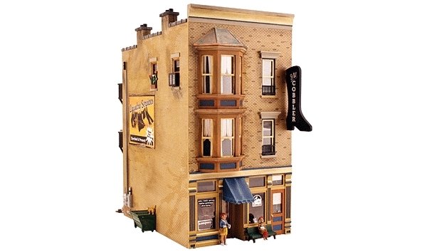 J.W. Cobbler - Built-&-Ready Landmark Structures(R) -- Assembled - 5-3/8 x 7-7/8 x 10-1/4′ 13.6 , O, Woodland Scenics 5843