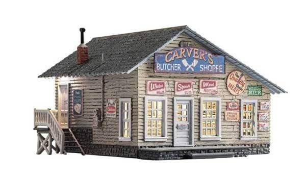 Built-&-Ready(R) - Assembled -- Carver′s Butcher Shoppe, HO, Woodland Scenics 5068