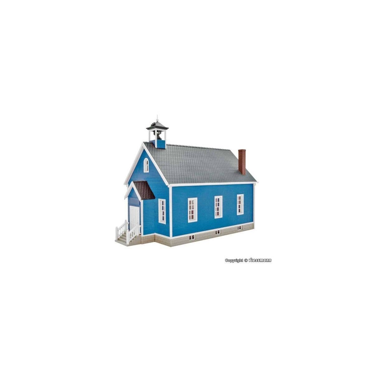 Cottage Grove School with LED Lights -- Kit - 17.8 x 9 x 13.5cm, HO, Kibri 38843